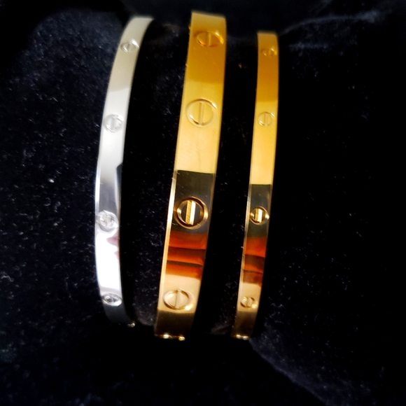 Gold Filled Stainless Steel Bangle 4mm - Picture 1 of 3